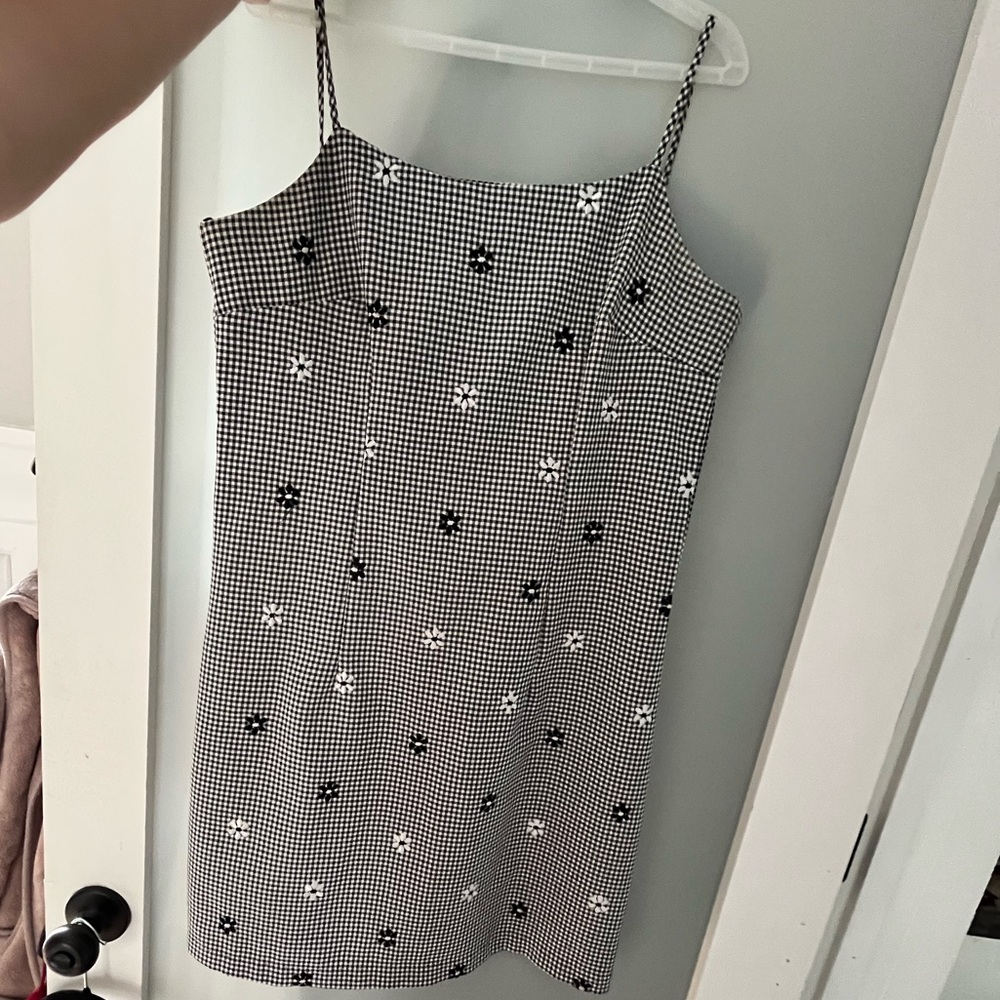 Black and White Dress with Floral embroidered Accents